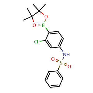 Chemical structure of N-(3-chloro-4-(4,4,5,5-tetramethyl-1,3,2-dioxaborolan-2-yl)phenyl)benzenesulfonamide , CAS 2213440-04-9, AChemBlock X210995
