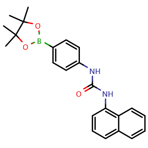 Chemical structure of N-1-naphthalenyl-N'-[4-(4,4,5,5-tetramethyl-1,3,2-dioxaborolan-2-yl)phenyl]-urea , CAS 942610-02-8, AChemBlock X211016