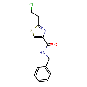 Chemical structure of N-Benzyl-2-(2-chloroethyl)thiazole-4-carboxamide , CAS 2938997-09-0, AChemBlock X211022