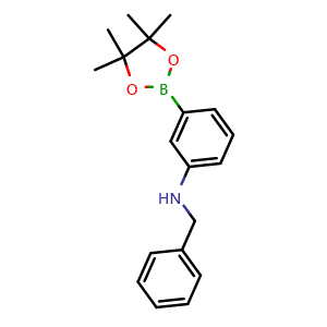 Chemical structure of N-benzyl-3-(4,4,5,5-tetramethyl-1,3,2-dioxaborolan-2-yl)aniline , CAS 380151-99-5, AChemBlock X211024
