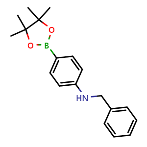 Chemical structure of N-benzyl-4-(4,4,5,5-tetramethyl-1,3,2-dioxaborolan-2-yl)aniline , CAS 1206641-18-0, AChemBlock X211025