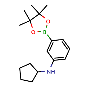 Chemical structure of N-cyclopentyl-3-(4,4,5,5-tetramethyl-1,3,2-dioxaborolan-2-yl)aniline , CAS 2267377-24-0, AChemBlock X211038