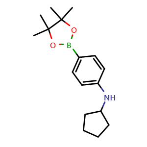 Chemical structure of N-cyclopentyl-4-(tetramethyl-1,3,2-dioxaborolan-2-yl)aniline , CAS 1430474-31-9, AChemBlock X211039