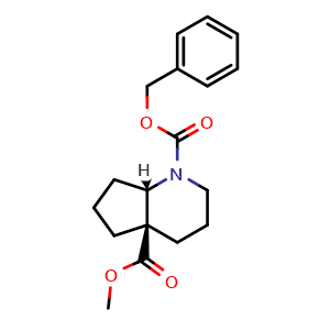 Chemical structure of O1-benzyl O4a-methyl (4aR,7aS)-3,4,5,6,7,7a-hexahydro-2H-cyclopenta[b]pyridine-1,4a-dicarboxylate , CAS 2940860-74-0, AChemBlock X211064