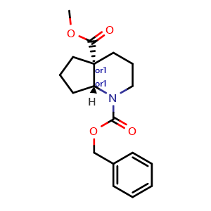 Chemical structure of O1-benzyl O4a-methyl trans-3,4,5,6,7,7a-hexahydro-2H-cyclopenta[b]pyridine-1,4a-dicarboxylate , CAS 2940875-79-4, AChemBlock X211065