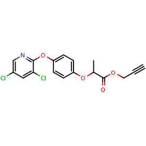 Chemical structure of prop-2-yn-1-yl 2-(4-((3,5-dichloropyridin-2-yl)oxy)phenoxy)propanoate , CAS 72280-52-5, AChemBlock X211089