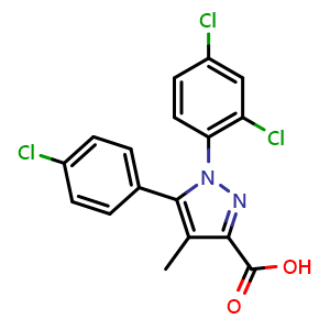 Chemical structure of Rimonabant carboxylic acid , CAS 162758-35-2, AChemBlock X211099