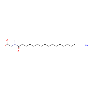 Chemical structure of sodium N-methyl-N-(1-oxohexadecyl)aminoacetate , CAS 4028-10-8, AChemBlock X211109