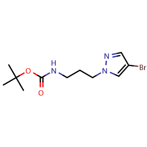 Chemical structure of tert-butyl (3-(4-bromo-1H-pyrazol-1-yl)propyl)carbamate , CAS 1880073-90-4, AChemBlock X211117
