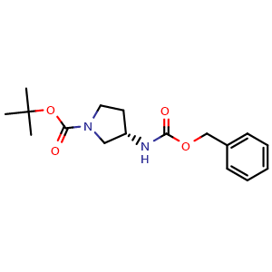 Chemical structure of tert-butyl (3S)-3-(benzyloxycarbonylamino)pyrrolidine-1-carboxylate , CAS 247569-07-9, AChemBlock X211122