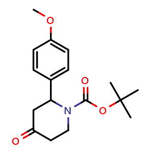 Chemical structure of Tert-Butyl 2-(4-methoxyphenyl)-4-Oxopiperidine-1-Carboxylate , CAS 1823776-36-8, AChemBlock X211141
