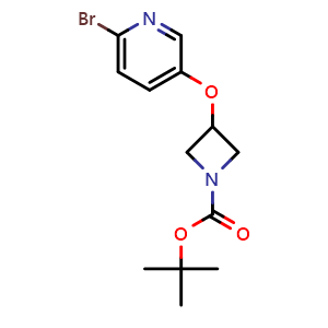Chemical structure of tert-Butyl 3-((6-bromopyridin-3-yl)oxy)azetidine-1-carboxylate , CAS 1146089-80-6, AChemBlock X211149