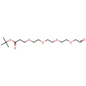 Chemical structure of tert-butyl 3-[2-[2-[2-(2-oxoethoxy)ethoxy]ethoxy]ethoxy]propanoate , CAS 1415329-20-2, AChemBlock X211159