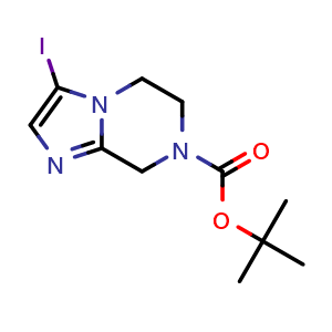 Chemical structure of tert-butyl 3-iodo-5,6-dihydroimidazo[1,2-a]pyrazine-7(8H)-carboxylate , CAS 2386092-38-0, AChemBlock X211164