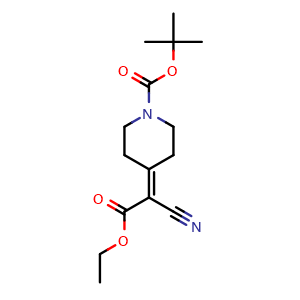 Chemical structure of tert-butyl 4-(1-cyano-2-ethoxy-2-oxoethylidene)piperidine-1-carboxylate , CAS 193537-11-0, AChemBlock X211169