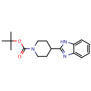Chemical structure of tert-Butyl 4-(1H-1,3-benzodiazol-2-yl)piperidine-1-carboxylate , CAS 953071-73-3, AChemBlock X211171