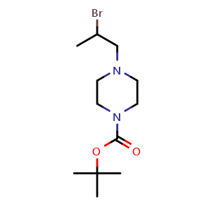 Chemical structure of tert-butyl 4-(2-bromopropyl)piperazine-1-carboxylate , CAS 655225-02-8, AChemBlock X211173