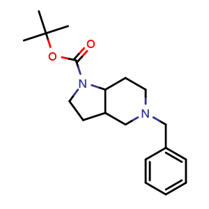 Chemical structure of tert-butyl 5-benzyl-3,3a,4,6,7,7a-hexahydro-2H-pyrrolo[3,2-c]pyridine-1-carboxylate , CAS 1147421-99-5, AChemBlock X211185