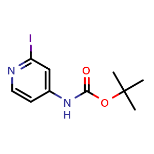 Chemical structure of tert-butyl N-(2-iodo-4-pyridyl)carbamate , CAS 869735-25-1, AChemBlock X211209