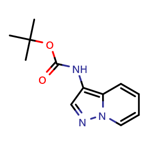 Chemical structure of tert-butyl pyrazolo[1,5-a]pyridin-3-ylcarbamate , CAS 1416374-97-4, AChemBlock X211266