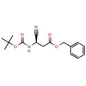Chemical structure of (R)-benzyl 3-((tert-butoxycarbonyl)amino)-3-cyanopropanoate , CAS 1548865-72-0, AChemBlock X211284