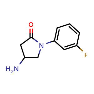 Chemical structure of 4-Amino-1-(3-fluorophenyl)pyrrolidin-2-one , CAS 1105195-46-7, AChemBlock X211291