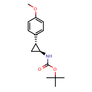 Chemical structure of tert-butyl (1S,2R)-2-(4-methoxyphenyl)cyclopropylcarbamate , CAS 2380871-01-0, AChemBlock X211293