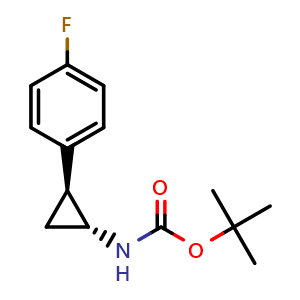 Chemical structure of tert-butyl (1R,2S)-2-(4-fluorophenyl)cyclopropylcarbamate , CAS 1314323-96-0, AChemBlock X211298