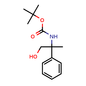 Chemical structure of tert-butyl 1-hydroxy-2-phenylpropan-2-ylcarbamate , CAS 172613-64-8, AChemBlock X211308