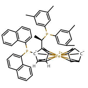Chemical structure of (R)-(-)-1-[(S)-2-(Di-1-naphthylphosphino)ferrocenyl]ethyldi-3,5-xylylphosphine , CAS 851308-40-2, AChemBlock X211428