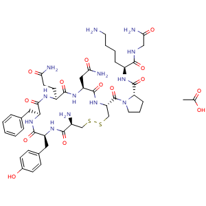 Chemical structure of Lysipressin (acetate) , CAS 83968-49-4, AChemBlock X211433
