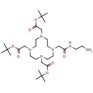 Chemical structure of tri-tert-butyl 2,2',2''-(10-(2-((2-aminoethyl)amino)-2-oxoethyl)-1,4,7,10-tetraazacyclododecane-1,4,7-triyl)triacetate , CAS 173308-19-5, AChemBlock X211437