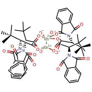 Chemical structure of Tetrakis[N-phthaloyl-(R)-tert-leucinato]dirhodiumBis(ethylAcetate)Adduct , CAS 380375-05-3, AChemBlock X211488