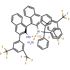 Chemical structure of (11cR)-4-amino-2,6-bis(3,5-bis(trifluoromethyl)phenyl)-3-trityl-3,5-dihydrodinaphtho[2,1-d:1',2'-f][1,3,2]diazaphosphepine 4-oxide , CAS 1010800-02-8, AChemBlock X211493