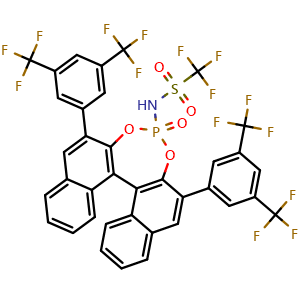 Chemical structure of N-(2,6-bis(3,5-bis(trifluoromethyl)phenyl)-4-oxidodinaphtho[2,1-d:1',2'-f][1,3,2]dioxaphosphepin-4-yl)-1,1,1-trifluoromethanesulfonamide , CAS 1236120-02-7, AChemBlock X211496