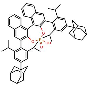 Chemical structure of (11bR)-2,6-bis[2,6-bis(1-methylethyl)-4-tricyclo[3.3.1.13,7]dec-1-ylphenyl]-4-hydroxy-4-oxide-dinaphtho[2,1-d:1',2'-f][1,3,2]dioxaphosphepin , CAS 1393089-51-4, AChemBlock X211501