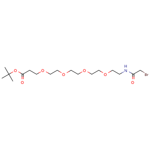 Chemical structure of Bromoacetamido-PEG4-C2-Boc , CAS 1807521-00-1, AChemBlock X211541