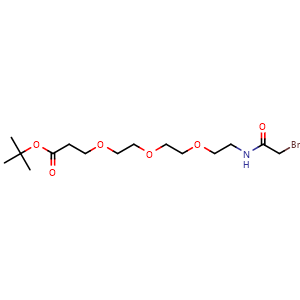 Chemical structure of Bromoacetamido-PEG3-C2-Boc , CAS 1807537-33-2, AChemBlock X211571