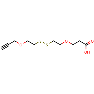 Chemical structure of Propargyl-PEG1-SS-PEG1-acid , CAS 1807503-85-0, AChemBlock X211602