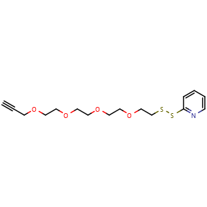 Chemical structure of (2-Pyridyldithio)-PEG4-propargyl , CAS 2170240-99-8, AChemBlock X211609