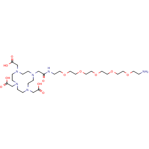 Chemical structure of DOTA-PEG5-amine , AChemBlock X211630