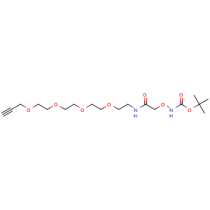 Chemical structure of Boc-aminooxy-amide-PEG4-propargyl , CAS 2253965-01-2, AChemBlock X211642