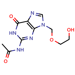 Chemical structure of N2-Acetyl acyclovir , CAS 110104-37-5, AChemBlock X211670