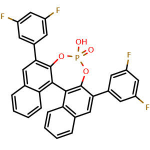 Chemical structure of Dinaphtho[2,1-d:1',2'-f][1,3,2]dioxaphosphepin, 2,6-bis(3,5-difluorophenyl)-4-hydroxy-, 4-oxide, (11bR) , CAS 1191451-23-6, AChemBlock X211678