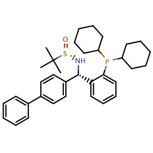 Chemical structure of [S(R)]-N-[(S)-[2-(Diphenylphosphino)phenyl]-(1,1'-biphenyl)methyl]-2-methyl-2-propanesulfinamide , CAS 2622154-79-2, AChemBlock X211679