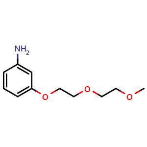 Chemical structure of m-PEG2-O-Ph-3-NH2 , CAS 126415-02-9, AChemBlock X211693