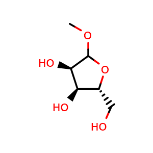 Chemical structure of methyl ribofuranoside , CAS 13039-63-9, AChemBlock X211704
