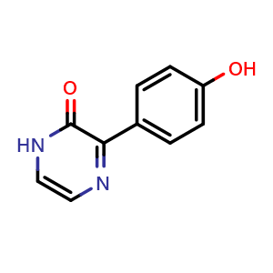 Chemical structure of 3-(4-hydroxyphenyl)pyrazin-2(1H)-one , CAS 126247-63-0, AChemBlock X211714