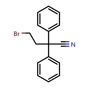 Chemical structure of 4-Bromo-2,2-diphenylbutyronitrile (Diphenoxylate  Impurity) , CAS 39186-58-8, AChemBlock X211768
