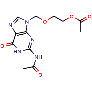 Chemical structure of Diacetylacyclovir (Acyclovir Impurity) , CAS 75128-73-3, AChemBlock X211775